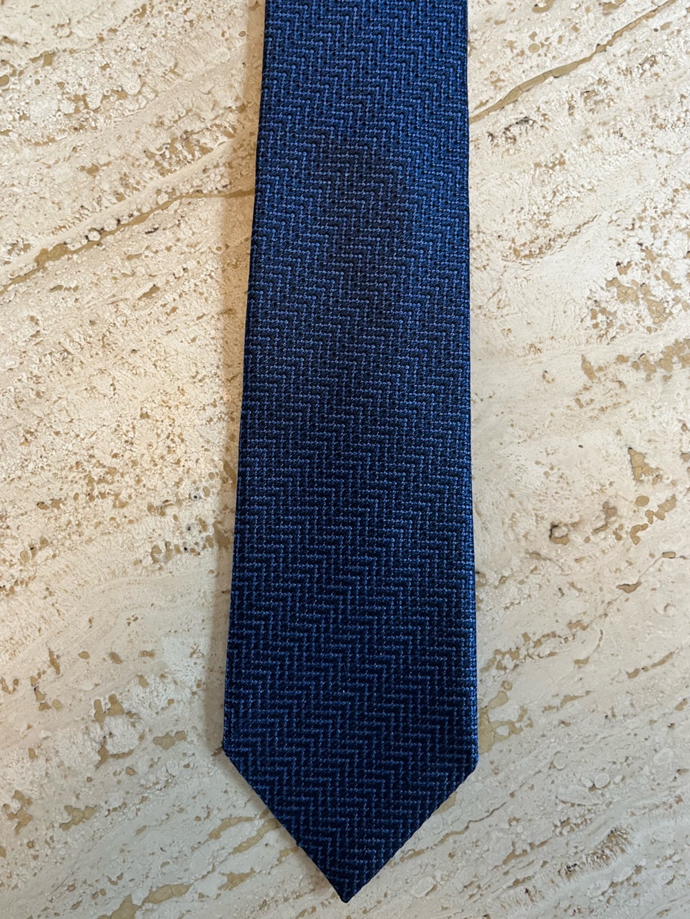 TOM FORD Blue Herringbone Woven 100% Silk Tie Made in Italy 3”